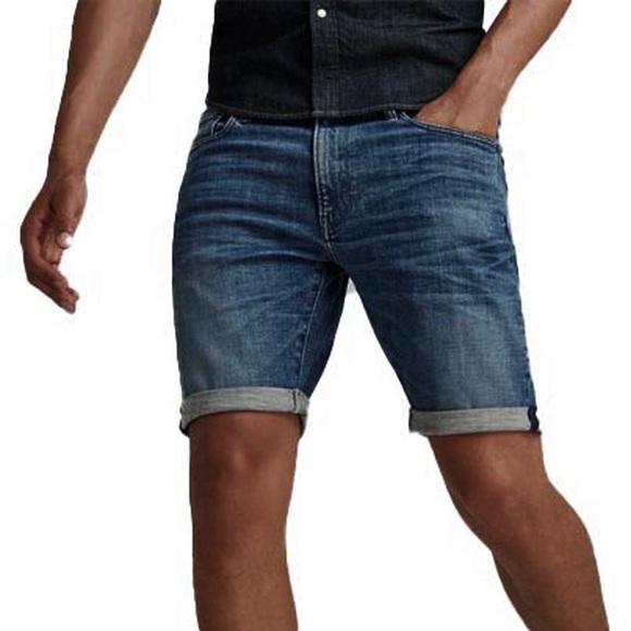 G-Star Raw 3301 Denim Slim Mens Shorts Size 36 (Actual 37” Waist) Button Fly - Picture 1 of 11